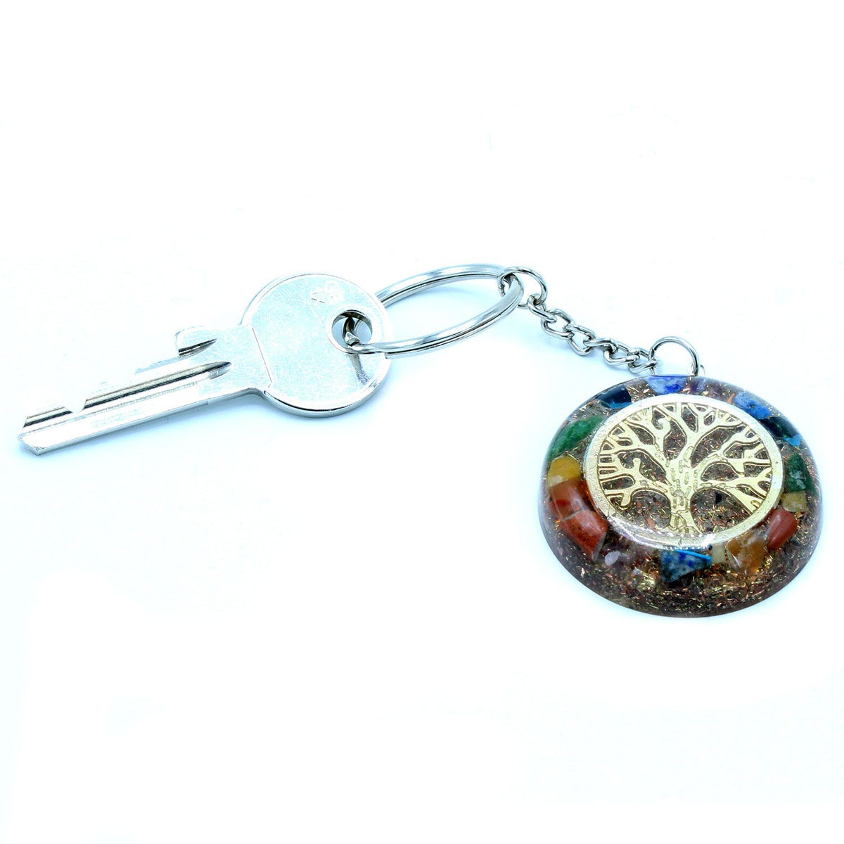 Gemstone Chakra Tree of Life Keyring