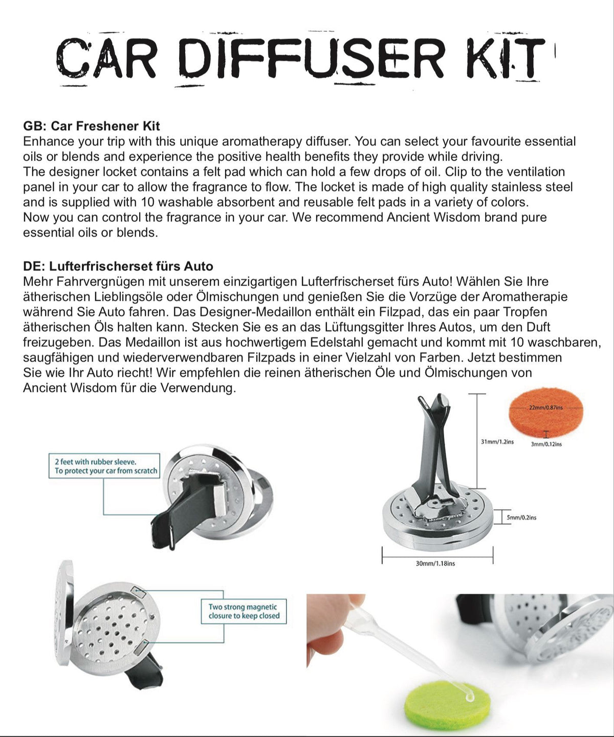Guardian Angel Aromatherapy Car Diffuser Kit – 30mm