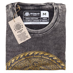 Chakra Print Stonewashed Cotton T-Shirt – Dark Grey M