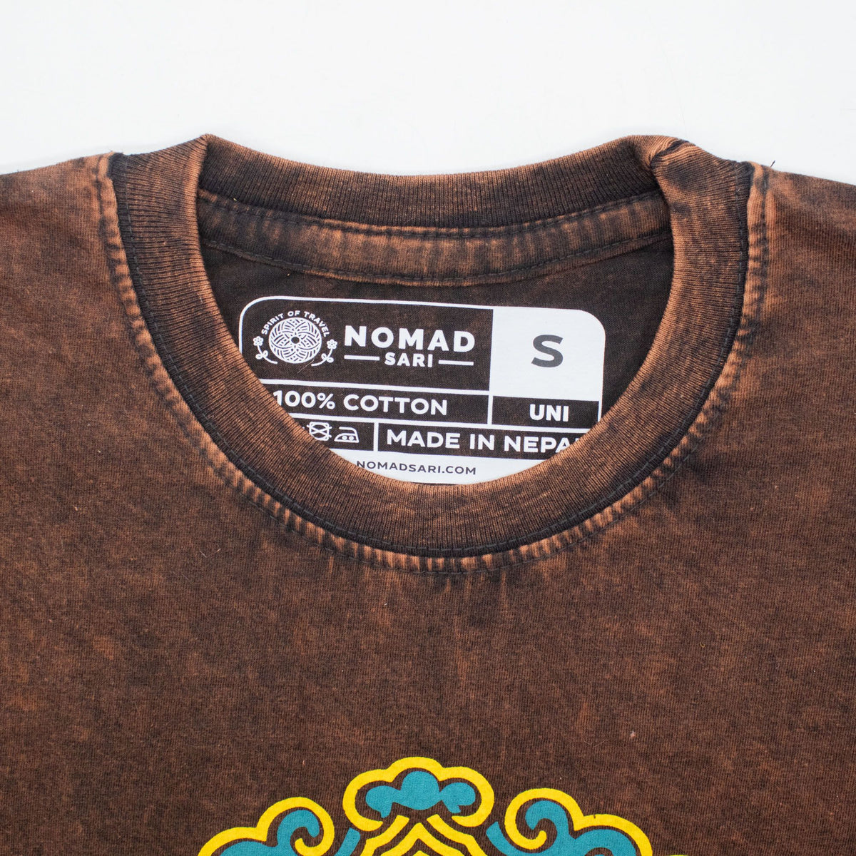 Sun Zodiac Stonewashed Cotton T-Shirt – Brown Small