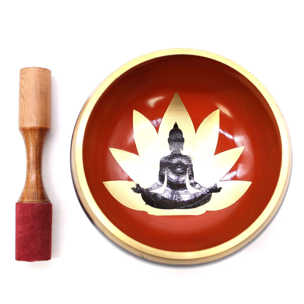 Buddha Tibetan Singing Bowl Set – Black and Orange, 14cm