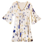 White Blue and Gold Evil Eye Design Dress
