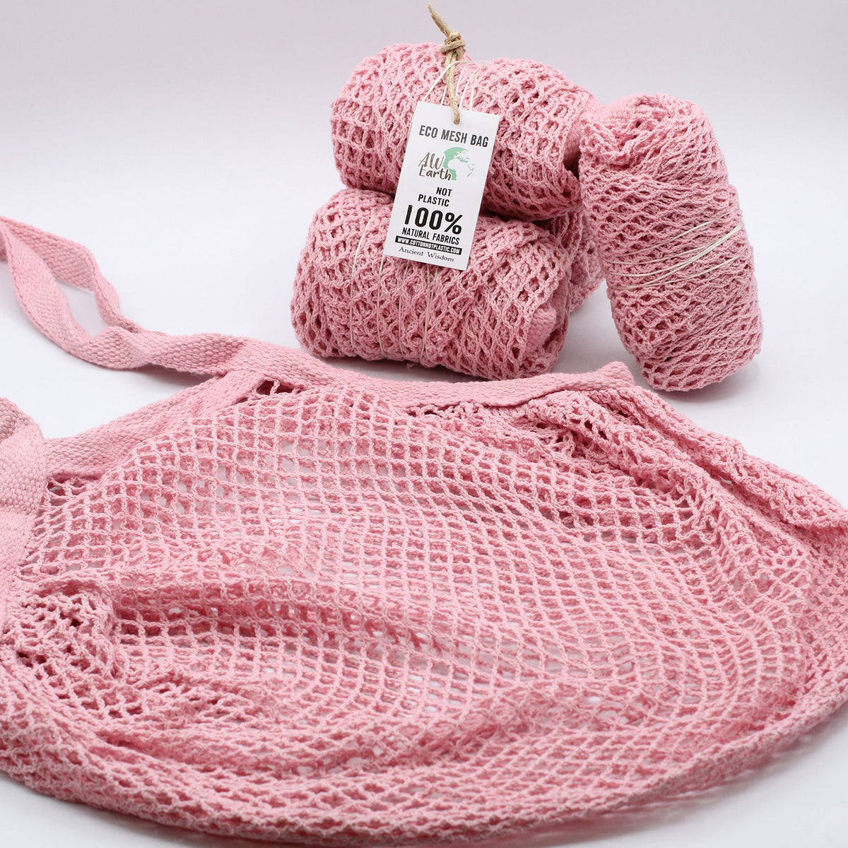 Rose Cotton and Jute Mesh Bag