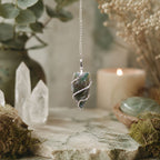 Raw Moss Agate Gemstone Pendulum