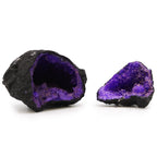 Purple Coloured Calcite Geode on Black Rock