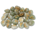 Green Aventurine Rune Stone Set with Pouch