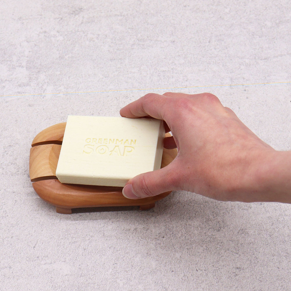 Rectangular Mahogany Soap Dish with Oval Recess