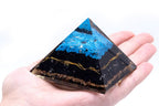 Turquoise and Black Tourmaline Orgonite Pyramid – 70mm