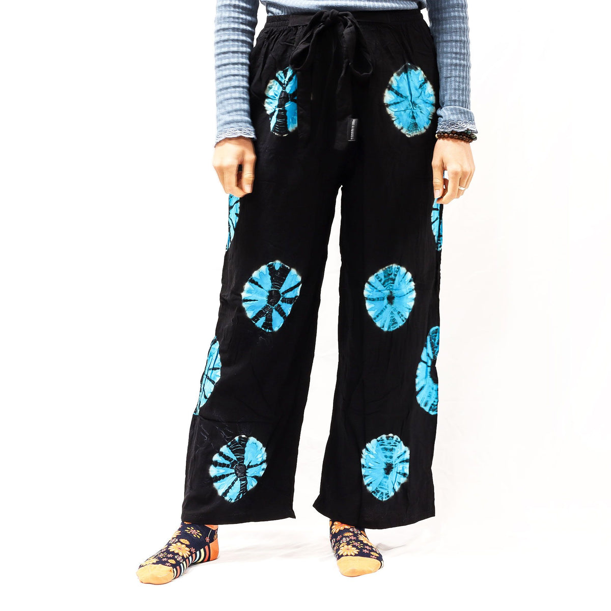 Japanese-Style Lounge Trousers in Black and Blue