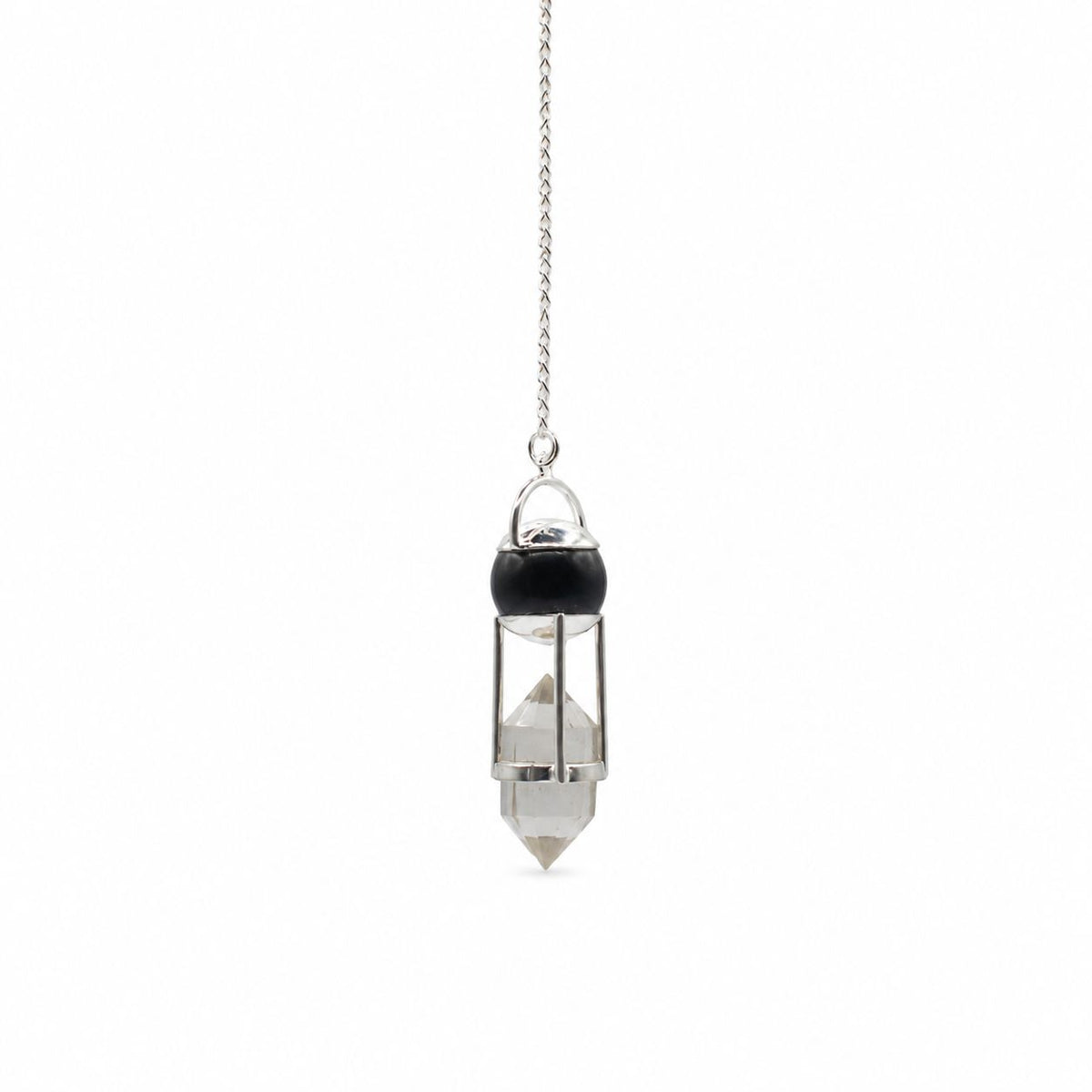 Obsidian and Clear Quartz Double Pendulum
