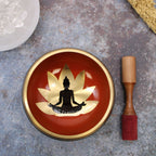 Buddha Tibetan Singing Bowl Set – Black and Orange, 14cm