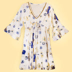 White Blue and Gold Evil Eye Design Dress