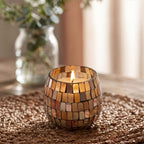 Amber Mosaic Glass Jar Candle – Small