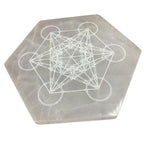 Hexagonal Selenite Direction Decision Plate – 18cm