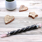 Twisted Silver Wand with Rose Quartz Sphere