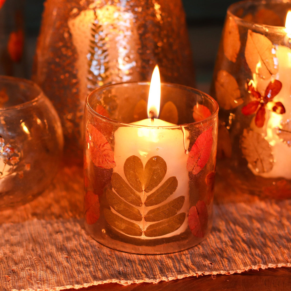 Primavera Floral Glass Candle Holder – 8 × 8cm