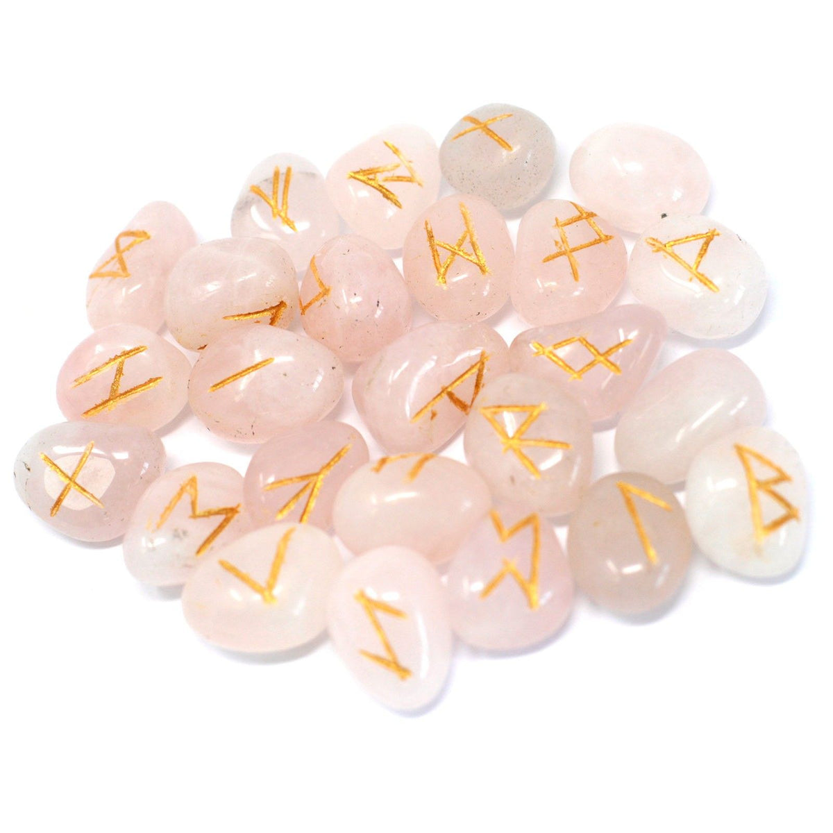 Rose Quartz Indian Rune Set in Pouch