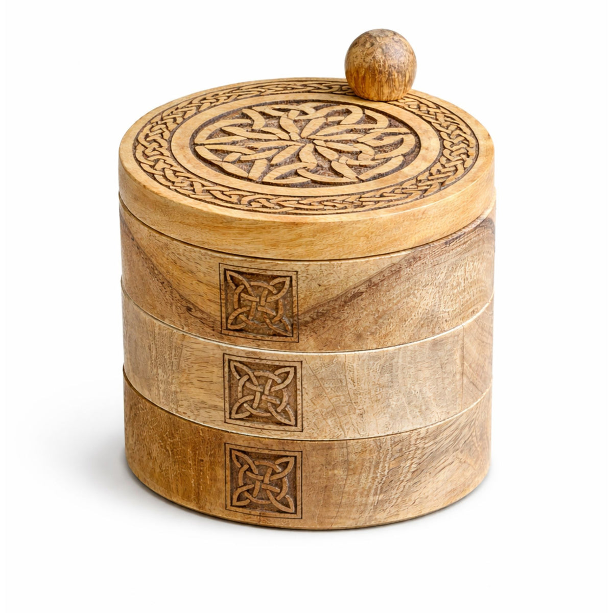 Celtic Carved Three-Tier Revolving Tarot Box