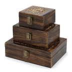 Carved Mango Wood Tea Box with 4 Compartments