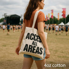 Natural Sari Tote Bag with “Access All Areas” Text