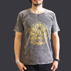 Hamsa Dark Grey Stonewashed Cotton T-Shirt – Medium