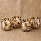 Amber Mosaic Glass Jar Candle – Small