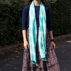Teal Striped Boho Java Art Scarf – 62 x 200cm