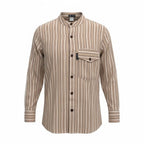 Nomad Sari Grandad Shirt – Brown and Beige, Medium
