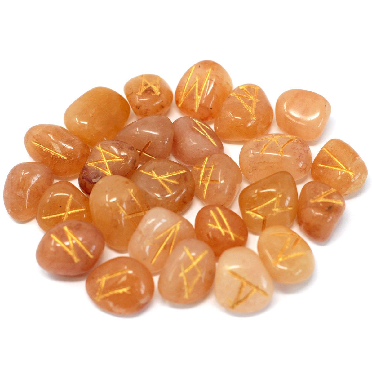 Yellow Aventurine Rune Stone Set with Pouch