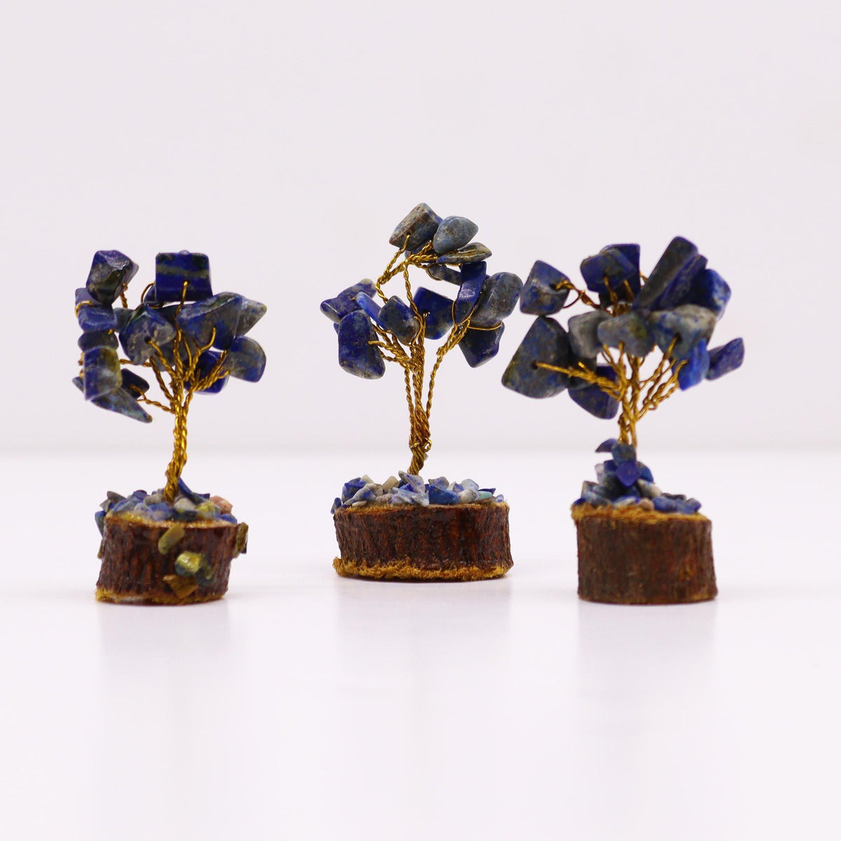 Sodalite Gemstone Tree on Wood Base – 15 Stones