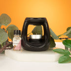 Large Oval Ceramic Oil Burner – Matt Black