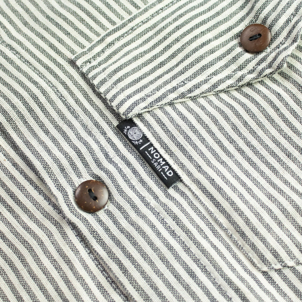 Grey and Stone Sari Grandad Shirt – Medium