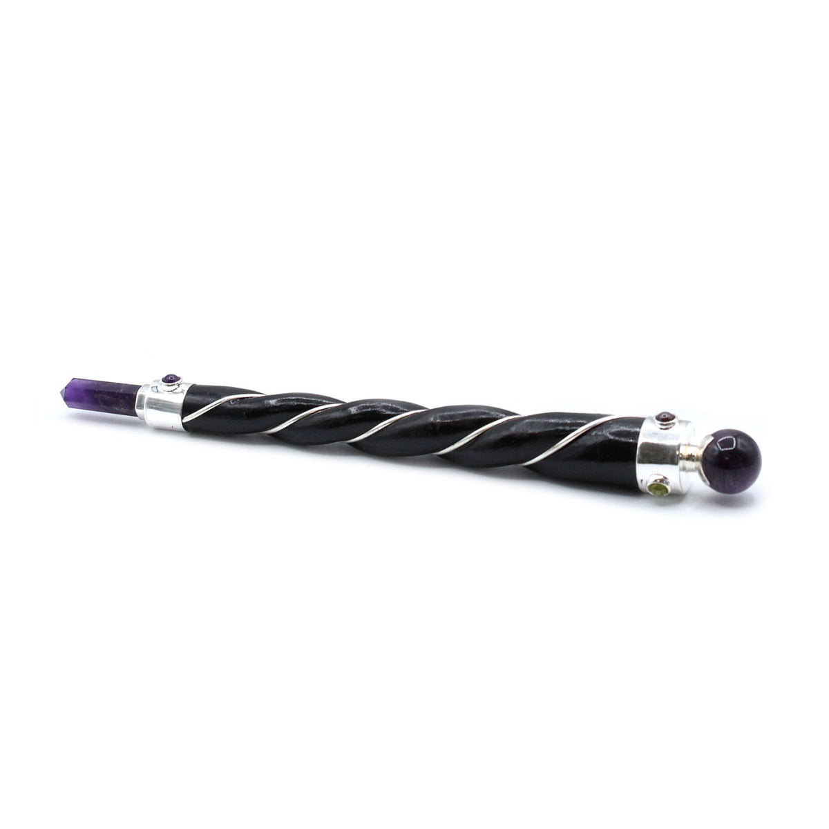Silver Twisted Amethyst Sphere Wand