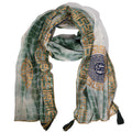 Green and Gold Marbella Print Scarf – 180 × 50cm