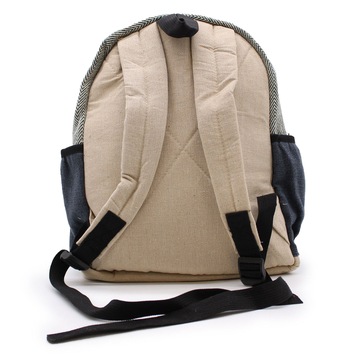 Small Hemp and Cotton Backpack with Rope Pockets