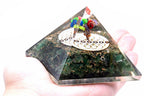 Green Aventurine Flower of Life Orgonite Pyramid – 70mm