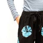 Japanese-Style Lounge Trousers in Black and Blue