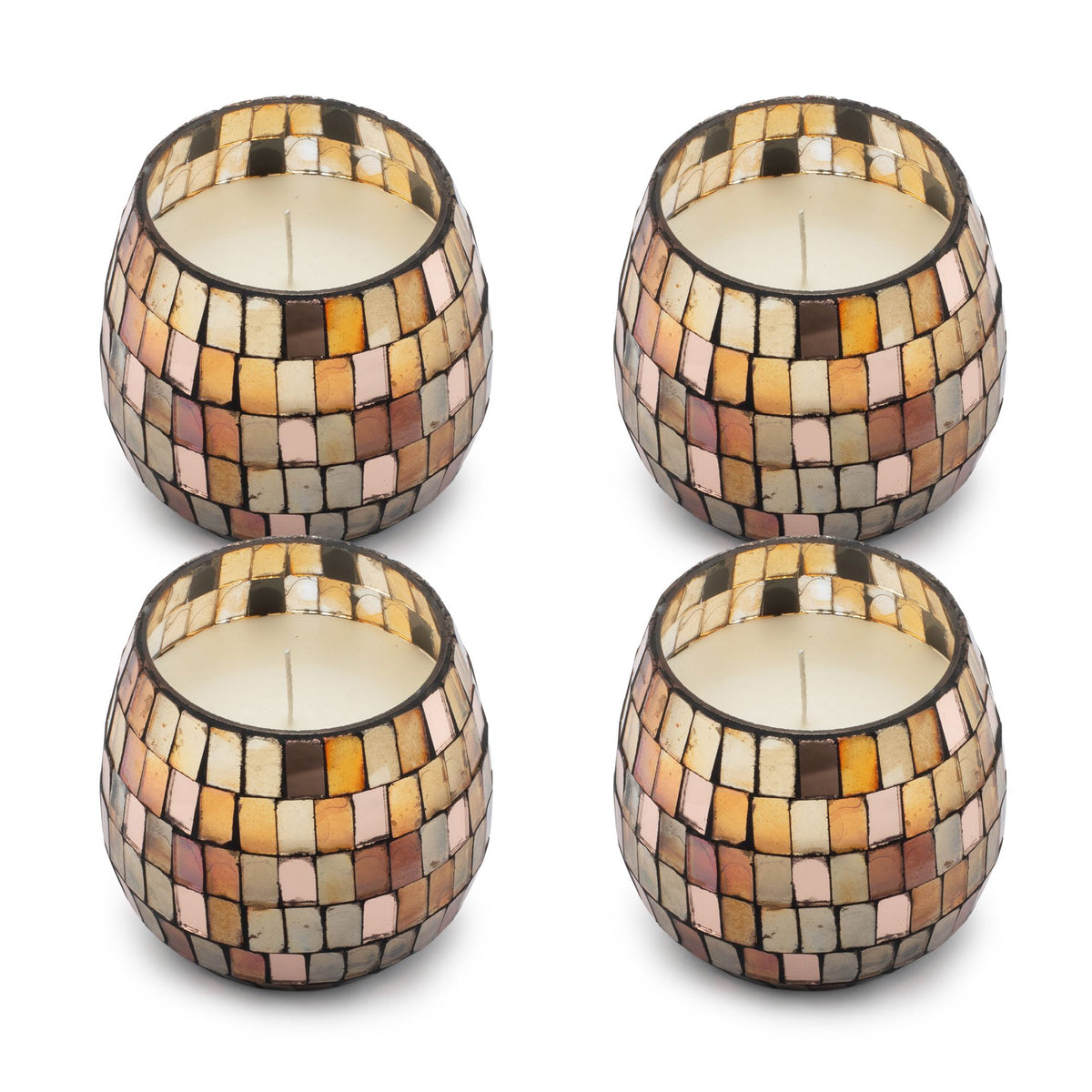 Amber Mosaic Glass Jar Candle – Small