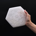 Hexagonal Selenite Direction Decision Plate – 18cm