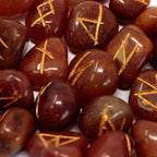 Red Aventurine Rune Stone Set with Pouch