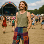 Purple Toned Block Print Mushroom Pants – 110 x 120cm