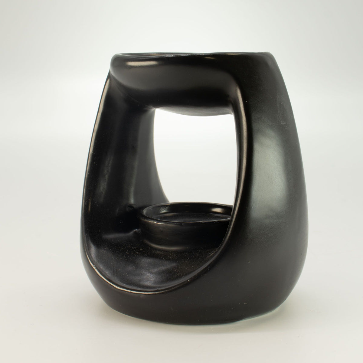 Large Oval Ceramic Oil Burner – Matt Black