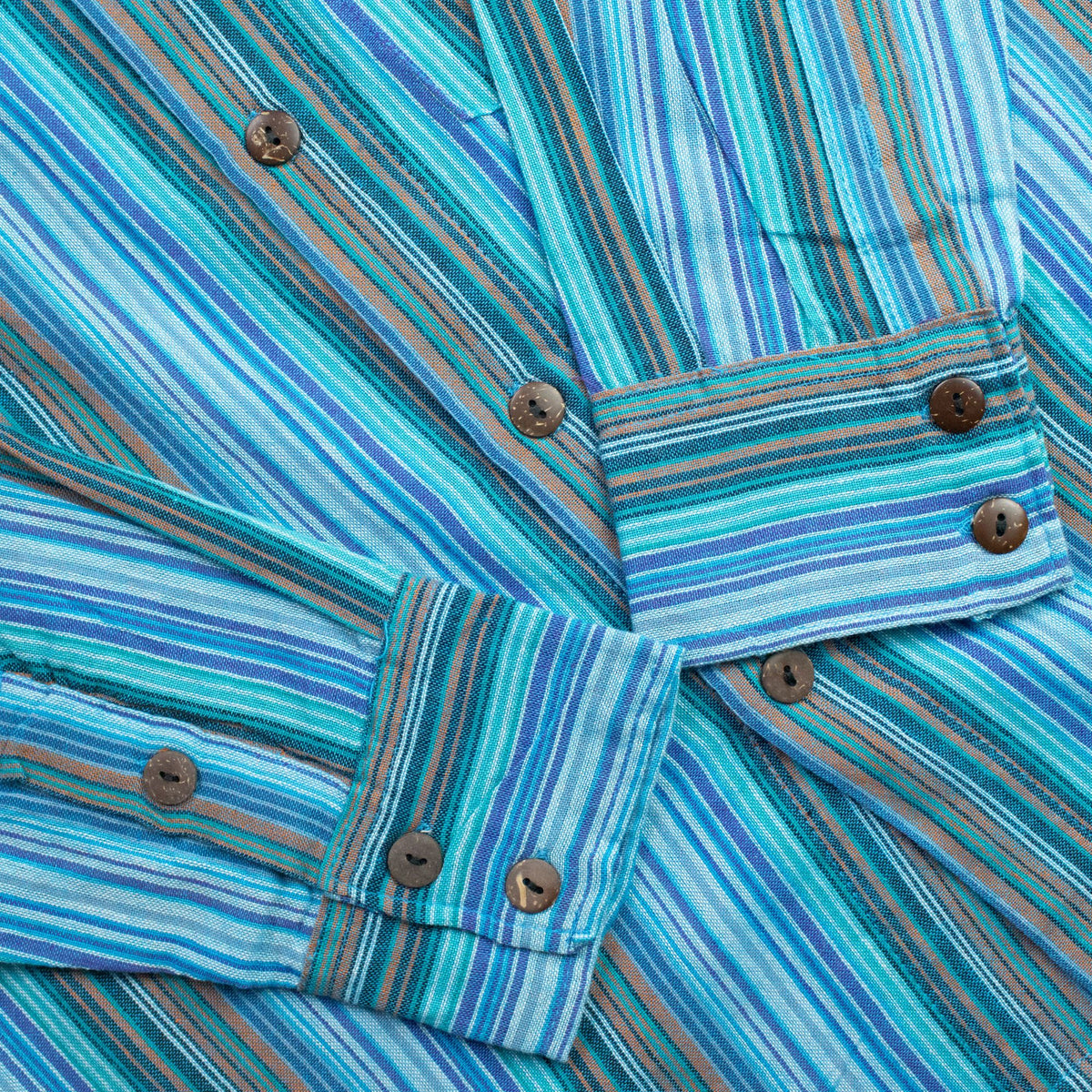 Turquoise Sari Grandad Shirt – XL