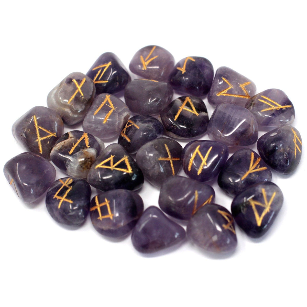 Amethyst Indian Rune Set in Pouch