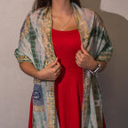 Green and Gold Marbella Print Scarf – 180 × 50cm
