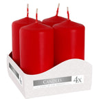 Red Pillar Candles Set – 40 × 80mm, 4 Pieces