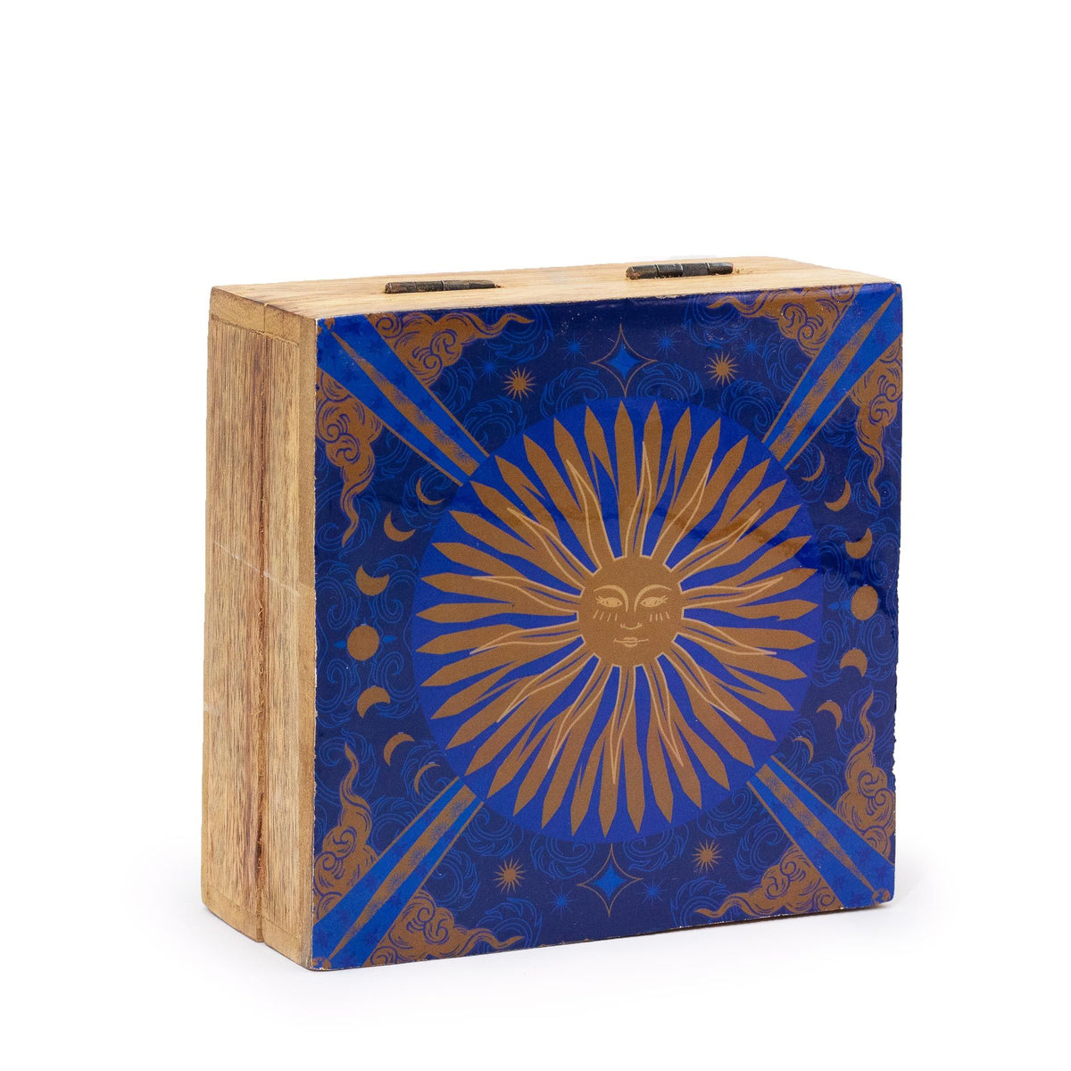 Medium Enamelled Wooden Storage Box – 13.5 × 13.5 × 6cm