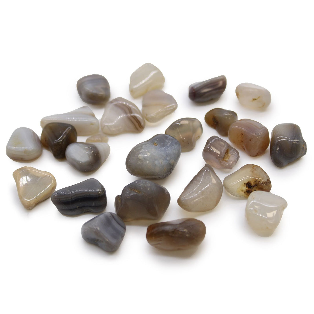 Botswana Grey Agate Tumble Stones – 24 Small Stones