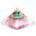 Rose Quartz Rainbow Flower of Life Pyramid – 70mm