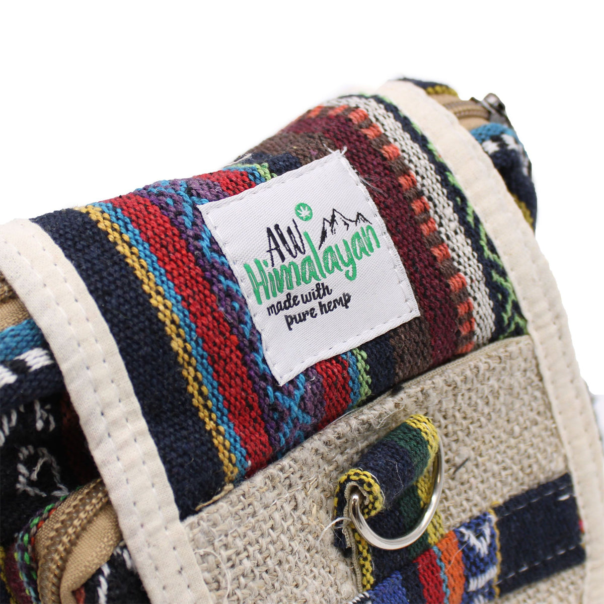 Natural Hemp Jhari Crossbody Travel Bag